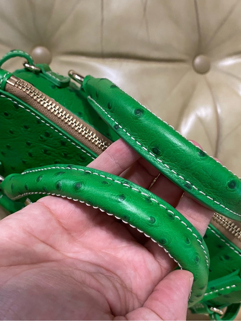 NEW Dooney & Bourke Kelly Green Pocket Satchel Ostrich Embossed Leather Tassel - Picture 11 of 15